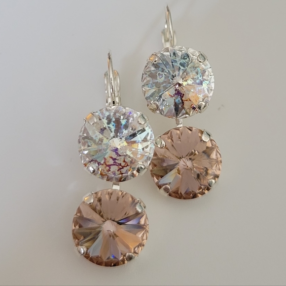 Austrian Crystal Earrings in Shiny Silver - Picture 7 of 9